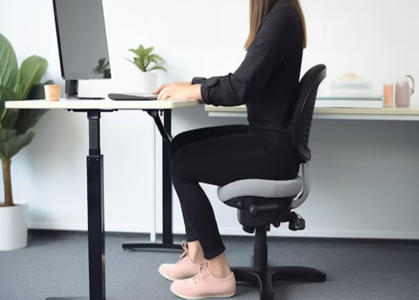 Ngồi thẳng lưng, chân không công giúp khớp gối không bị gập